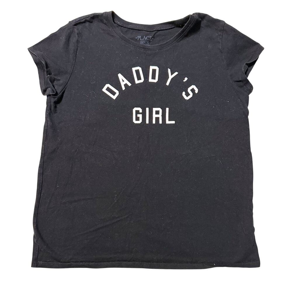 The Children’s Place Daddy’s Girl Graphic Tee Girls XL 14 Black Varsity Shirt